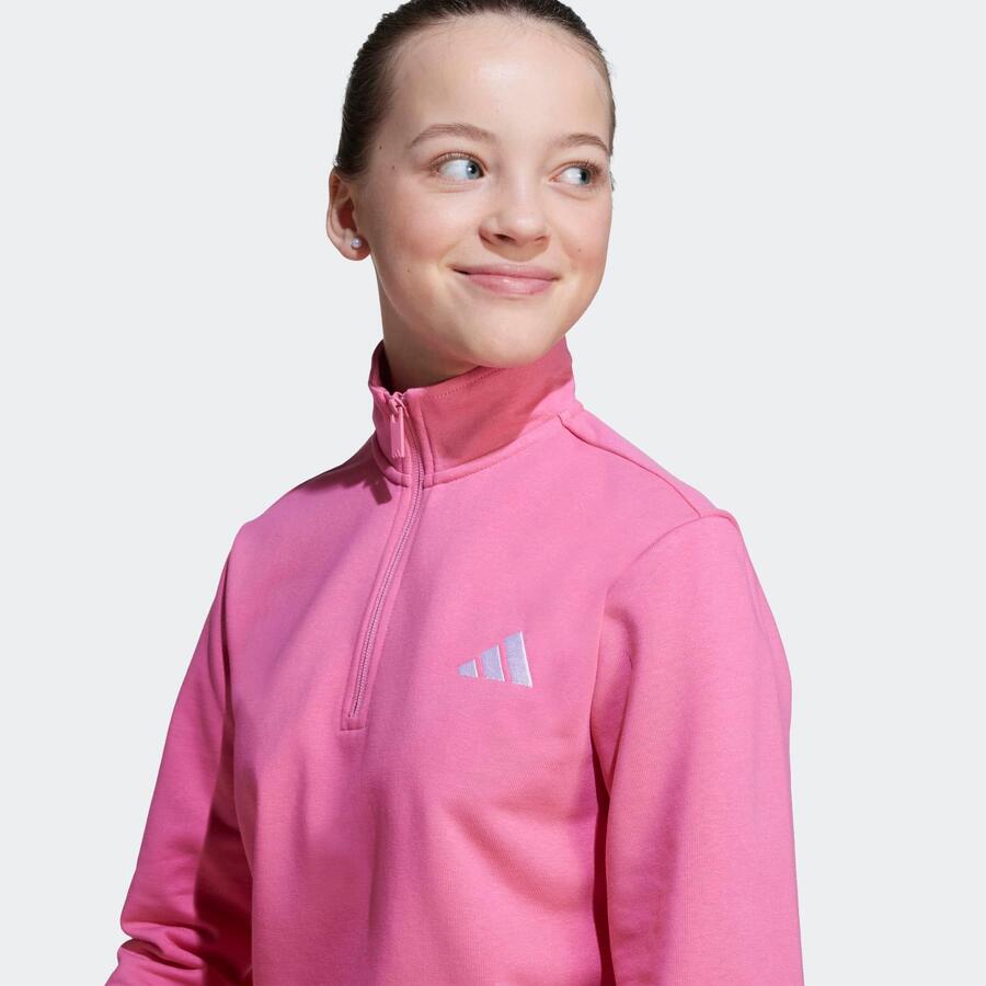 Детская толстовка ADIDAS с короткой молнией - розовая — фото 4