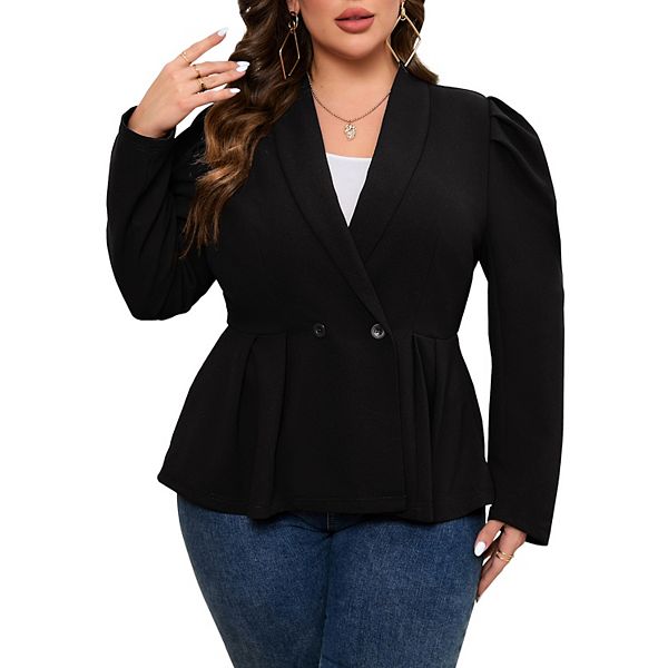 

Женский блейзер plus size casual с длинными рукавами-пуфами и лацканами Seoria, Black