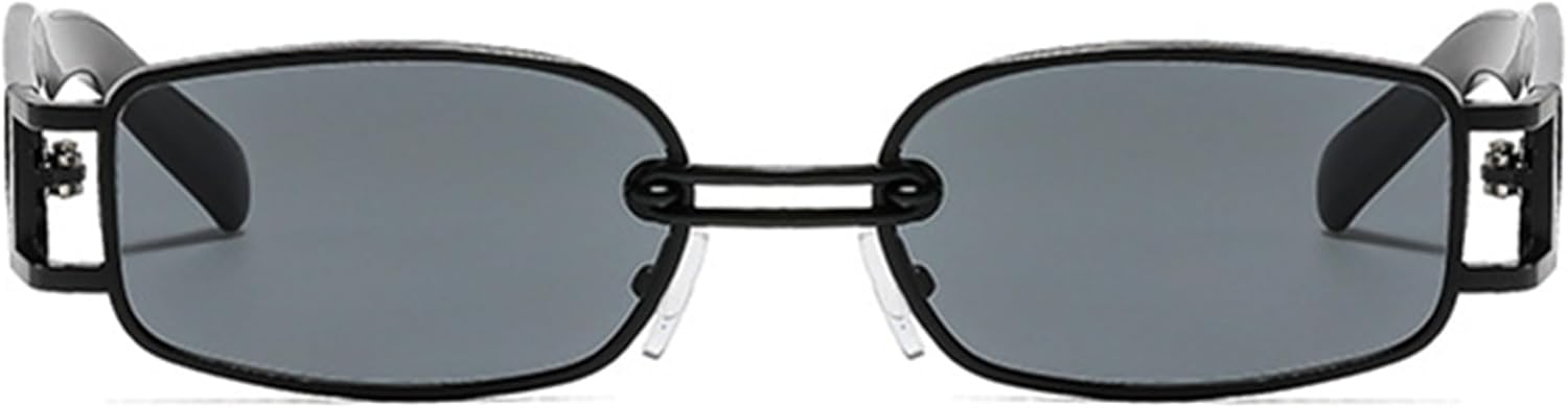 

bullabulling Модные маленькие квадратные солнцезащитные очки для женщин 2026 Роскошные винтажные солнцезащитные очки в стиле панк с металлической оправой для женщин Модные солнцезащитные очки, Black