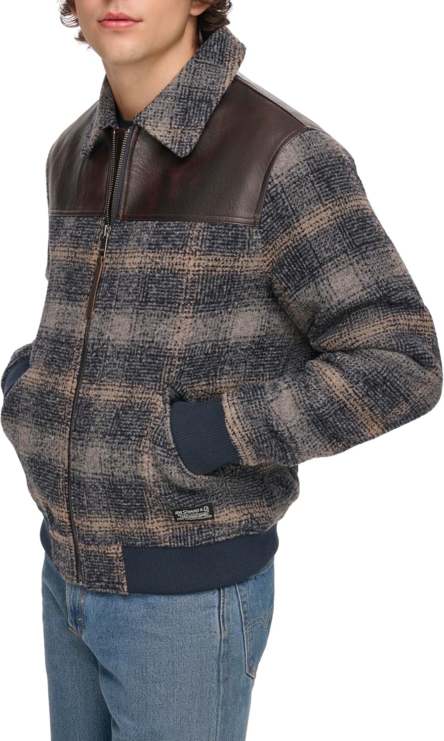 

Мужская куртка-бомбер Levi's Men's Mixed Media Western Plaid, Sky Captain Ombre