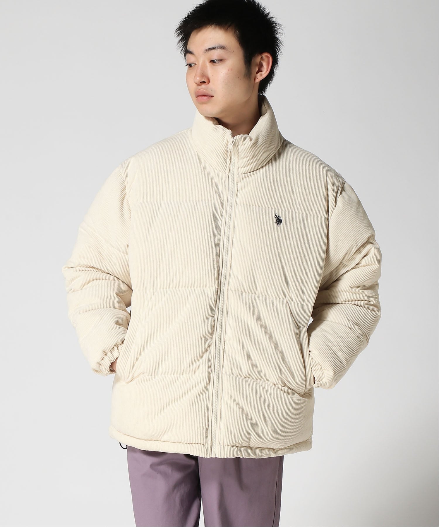 Американская ассоциация поло / (М) Вельветовая стеганая куртка U.S. Polo Assn., off white — фото 4