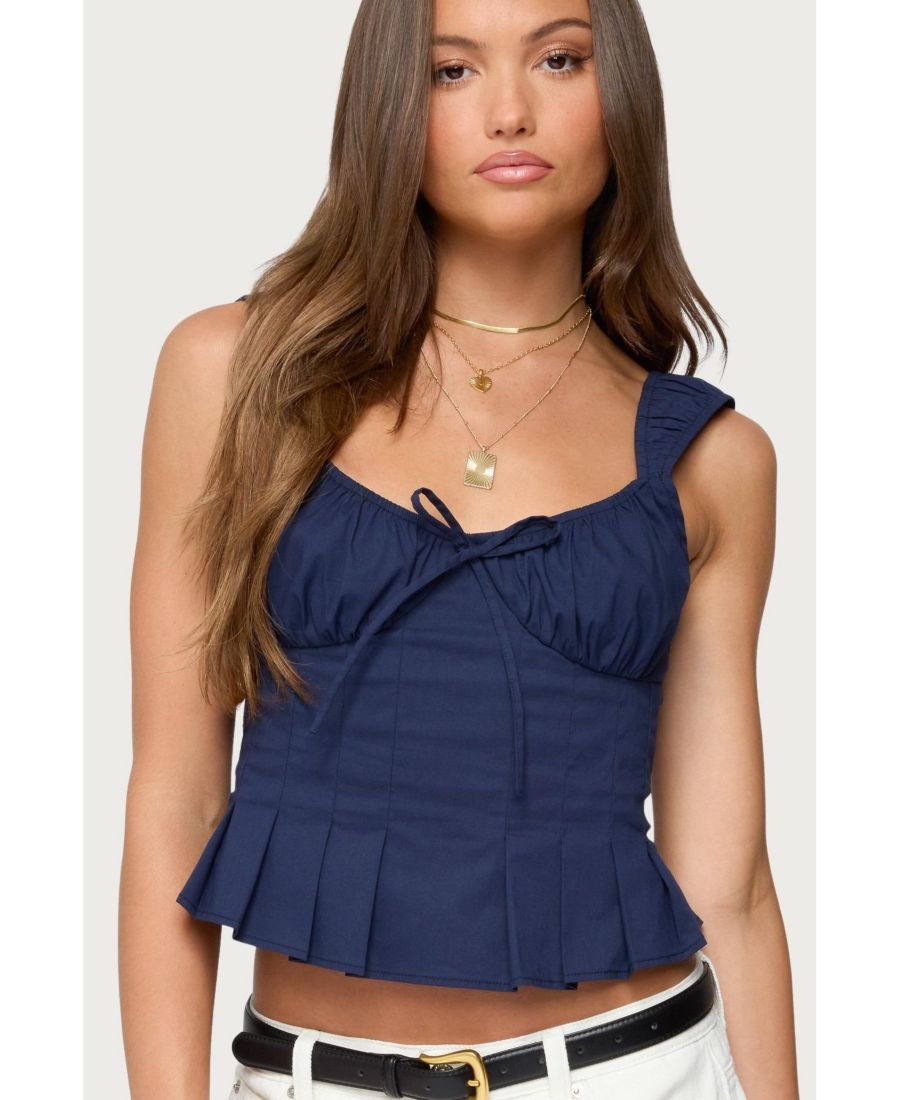 

Женская плиссированная блузка Tammie из поплина Edikted, Navy
