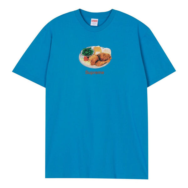 

Футболка ss18 chicken dinner tee cyan printing short sleeve blue Supreme, синий