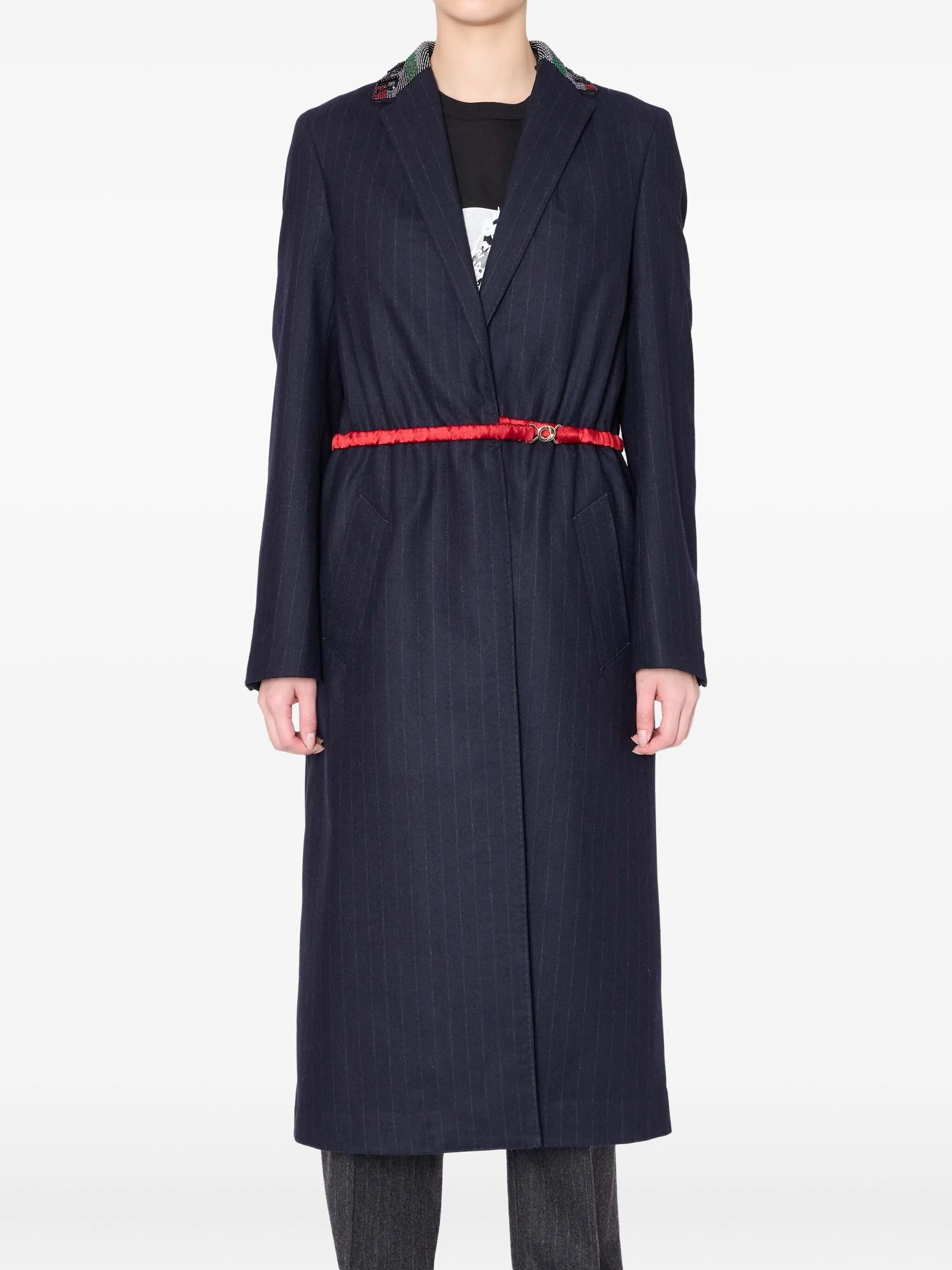 

Однобортное пальто в тонкую полоску Kolor, синий