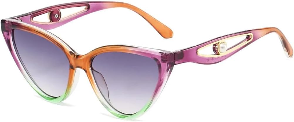 

Роскошные солнцезащитные очки «кошачий глаз» с градиентным переходом цвета для женщин, мужские очки с полым жемчужным покрытием, защита от УФ-излучения UV400 TYUVIVO, Purple Brown