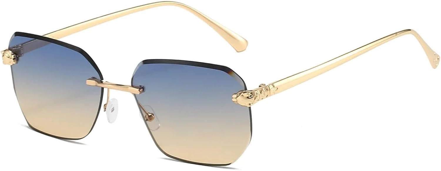 

Солнцезащитные очки с защитой от УФ-излучения UV400 | Женские безободковые градиентные очки | Линзы конфетных цветов для занятий спортом на открытом воздухе и вождения DSVIGF, Golden-blue Yellow