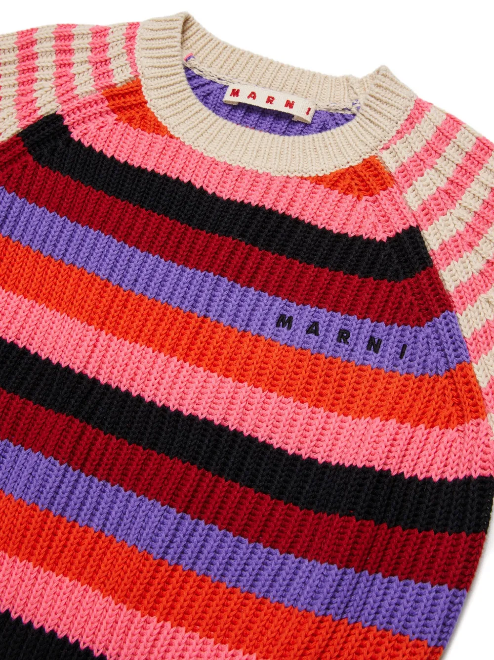 Трикотажная футболка в полоску Marni Kids, розовый — фото 3