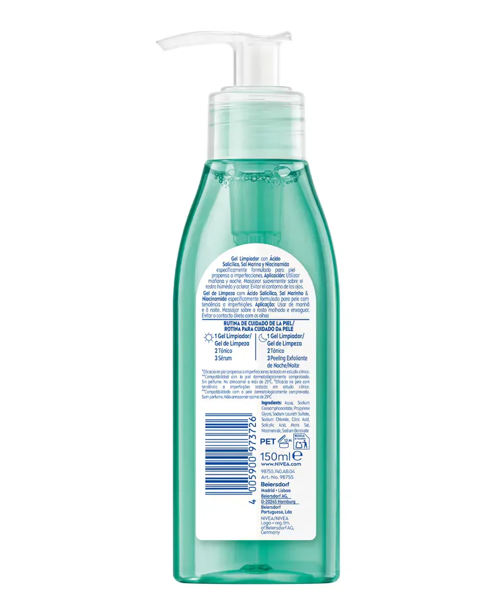 Гель для умывания Nivea — Гель для лица Derma Skin Clear, 150 мл — фото 2