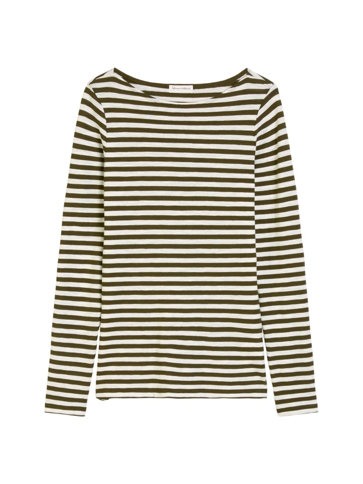 

Marc O'Polo Полосатая футболка с длинным рукавом, стандартного размера, темно-зеленого цвета