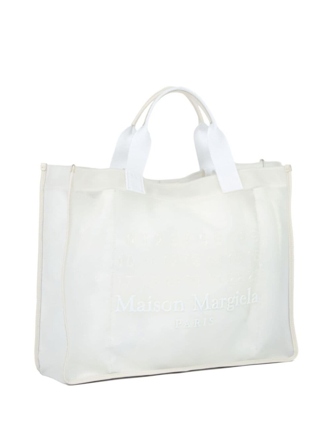 Maison Margiela большая сумка-тоут с вышитым логотипом, белый — фото 4
