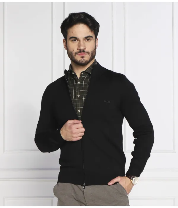 Свитер из шерсти Олбани Slim fit Boss, черный — фото 3