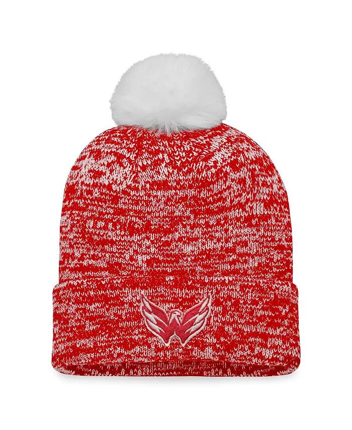 

Женская красная шапка Washington Capitals Glimmer Cuffed Knit с помпоном Fanatics