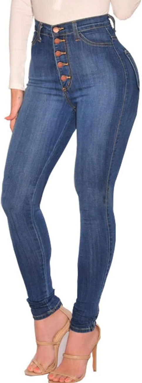 

Женские джинсы ECDAHICC с высокой талией и застежкой на пуговицах