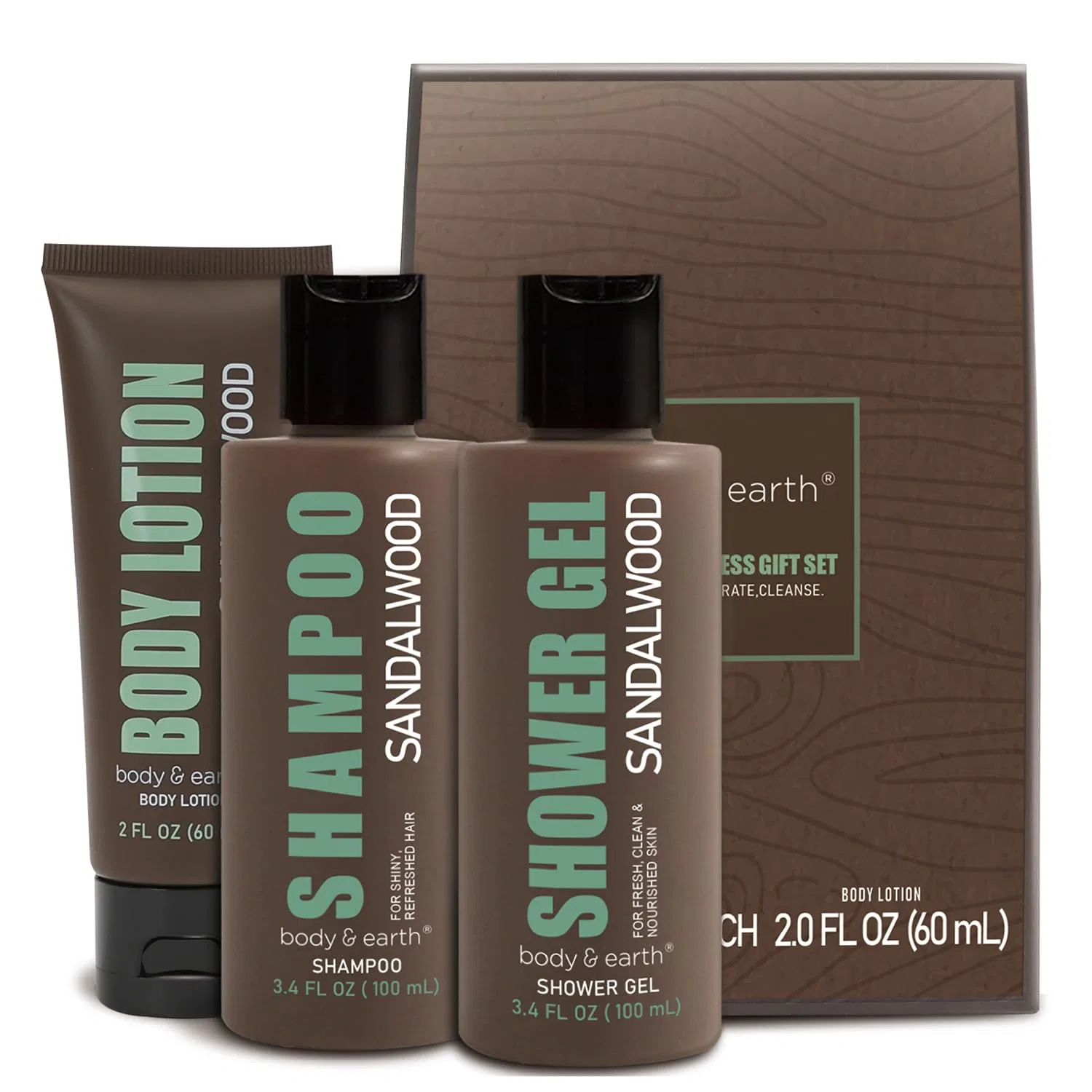 Мужской подарочный набор для душа «Sandalwood» от BODY & EARTH, 3 предмета Body & Earth