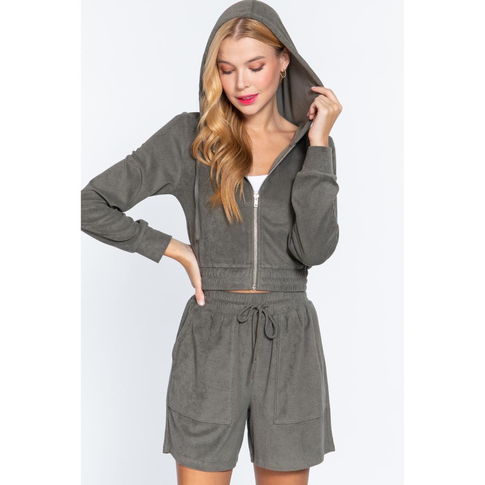 

Толстовка с капюшоном из махровой ткани FASHNZFAB, оливковый