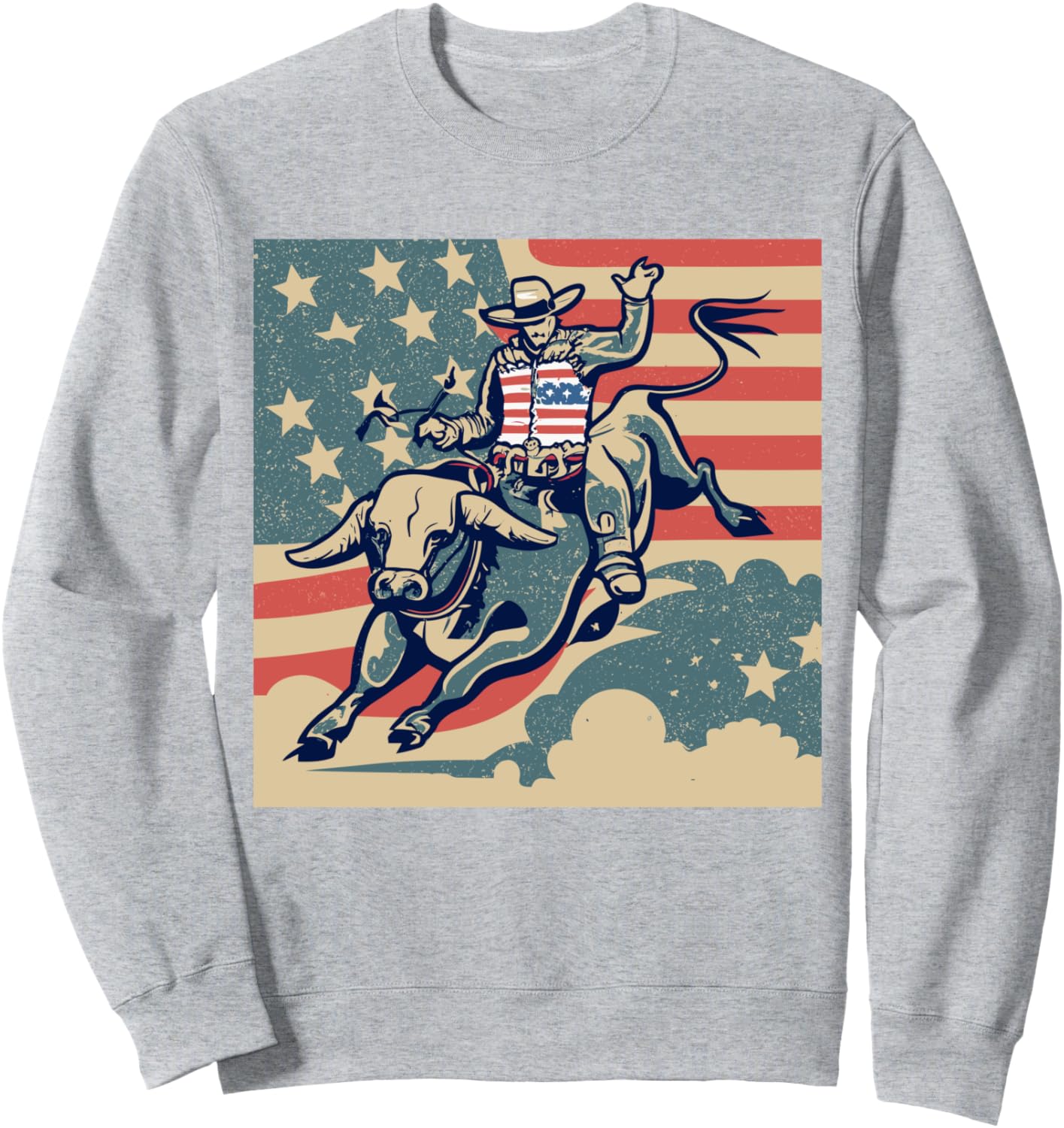 

Толстовка с изображением американского флага и символикой родео и ковбойского родео на быках Usa Bull-Riding America Rodeo'S Gifts, серый