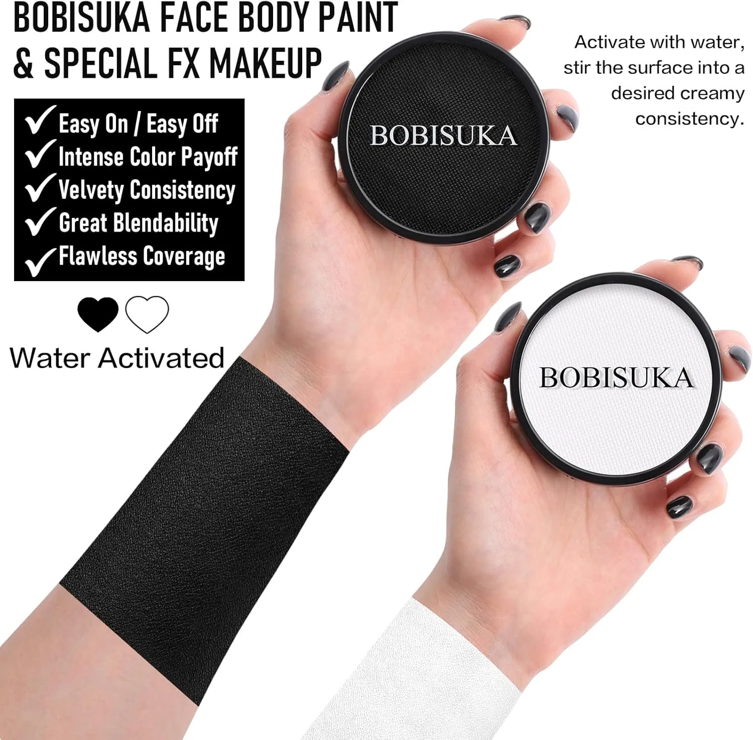 Набор аквагрима BOBISUKA черный и белый, 2 цвета — фото 2