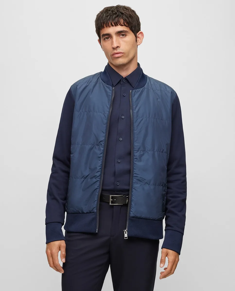 

Гибридная толстовка с молнией из махрового хлопка Boss, темно-синий