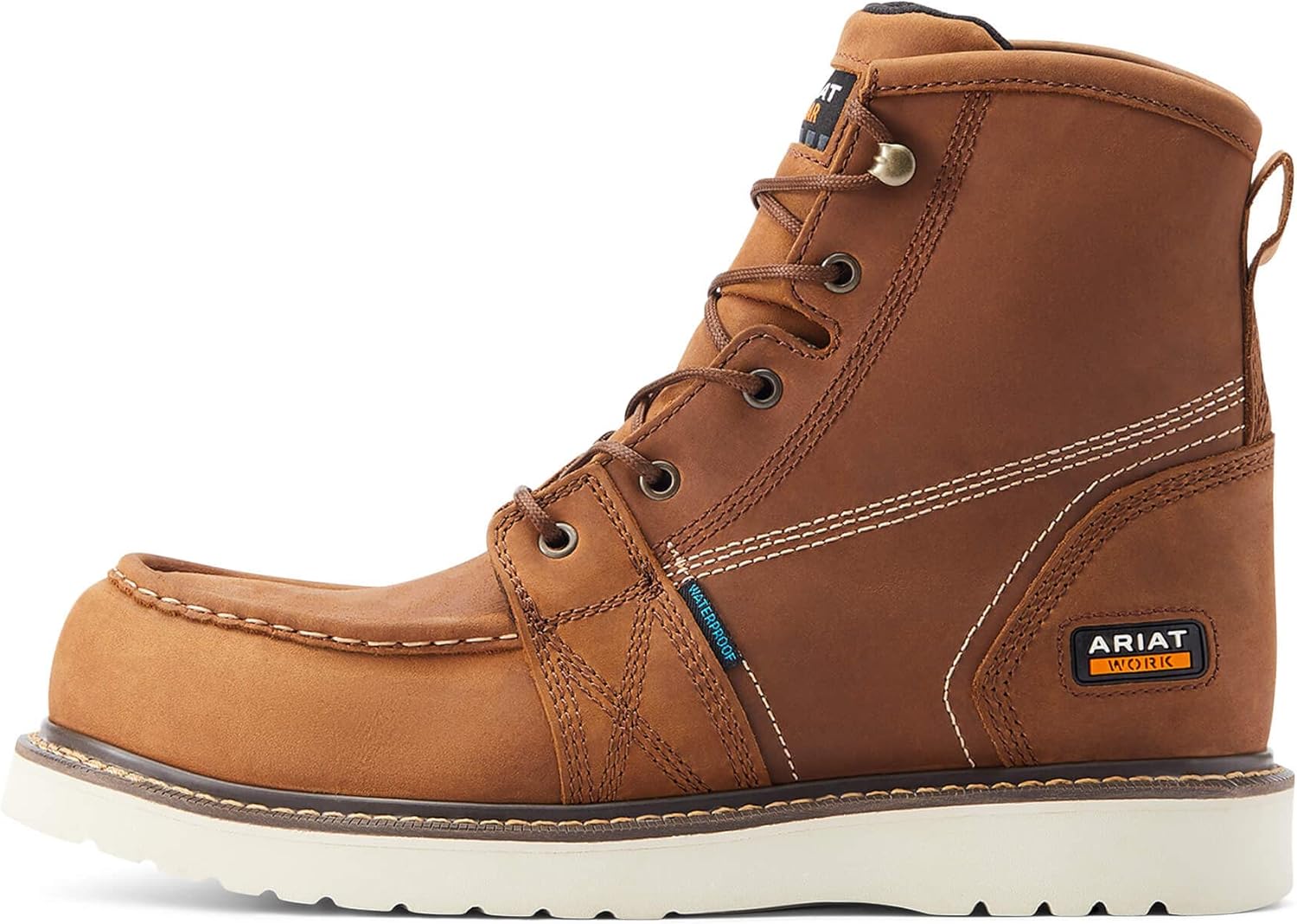 Мужские ботинки Ariat Rebar с водонепроницаемым композитным носком и носком-мокасином на клиновидной подошве, высота 15 см, Aged Honey — фото 2
