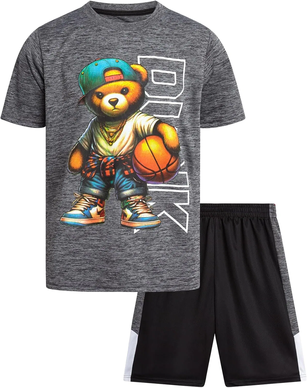 Детский спортивный костюм из футболки и шорт, Pro Athlete, Grey/Black Basketball Bear