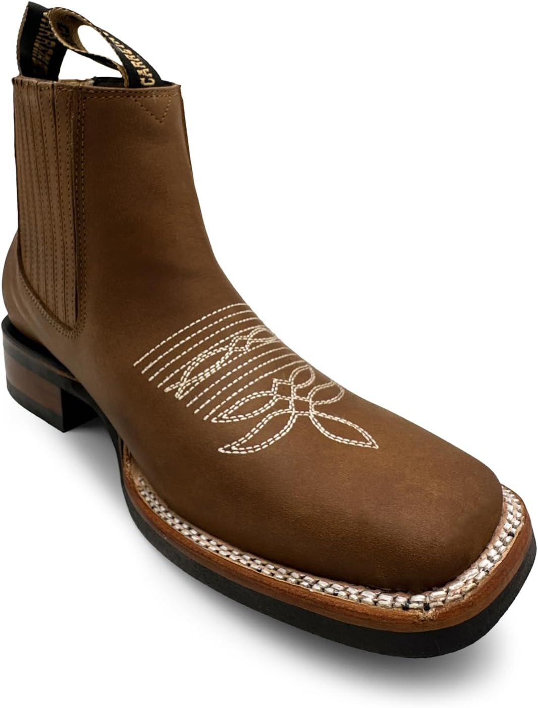 

Мужские короткие ковбойские ботинки The Western Shops с квадратным носком из натуральной кожи, Crazy Tang