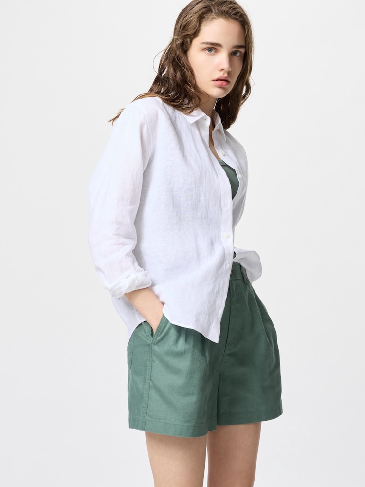 

Льняные хлопковые шорты Uniqlo, зеленый