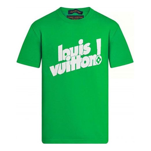 

Футболка Men's LOUIS VUITTON Round Neck Logo Alphabet Printing Classic Short Sleeve Green, зеленый