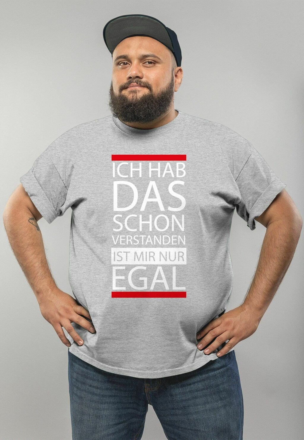 

Футболка с принтом ICH HAB DAS SCHON VERSTANDEN IST MIR NUR EGAL MoonWorks, светло-серый