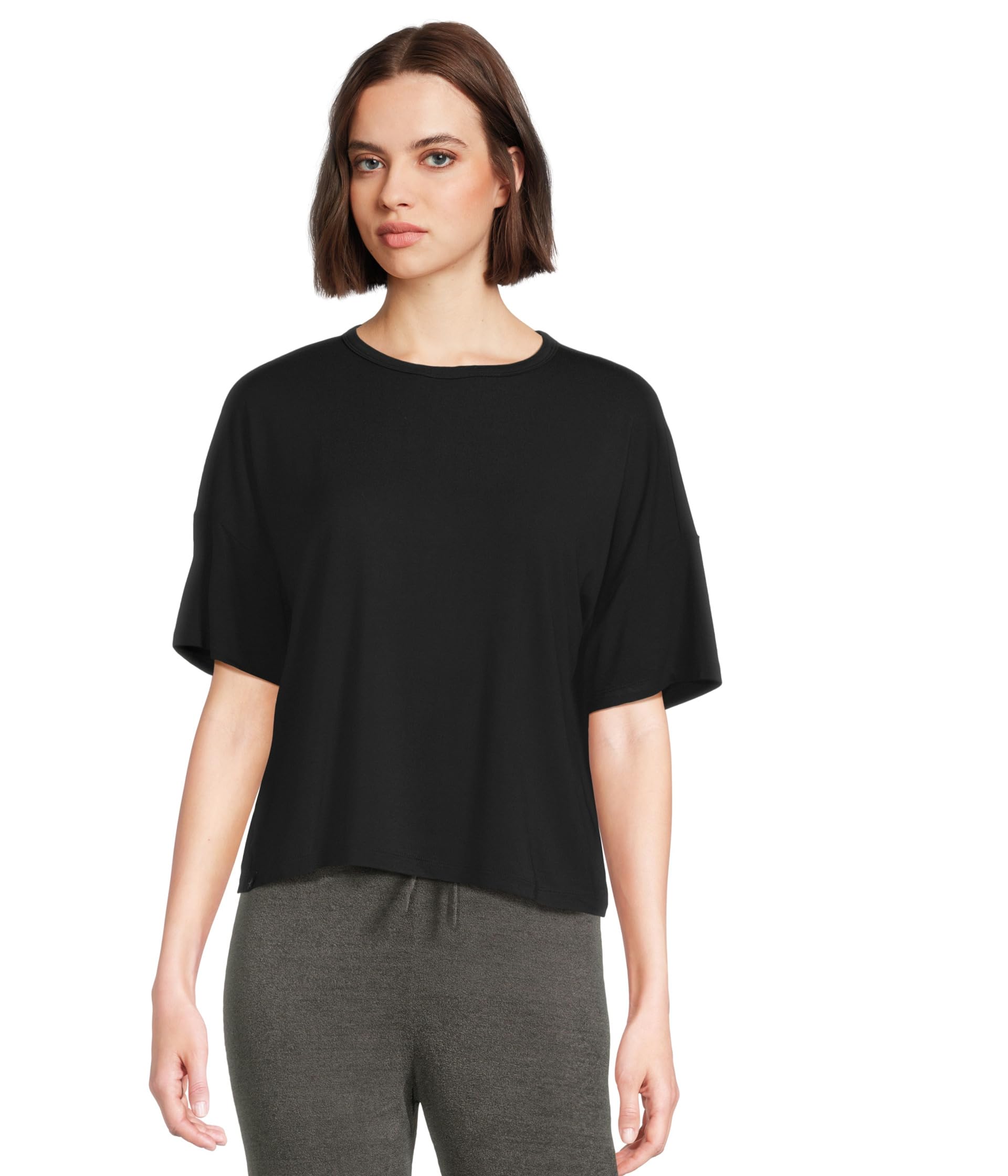

Футболка Barefoot Dreams Ultra Soft Jersey Short Sleeve Boxy Tee, черный