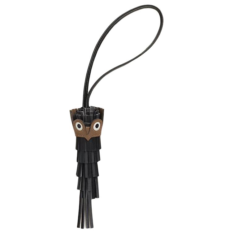 

HERMES Мило аксессуар для сумки из ягненка и телячьей кожи женский черный и туманный и каштановый и белый, Black & Mist & Black & Chestnut & White