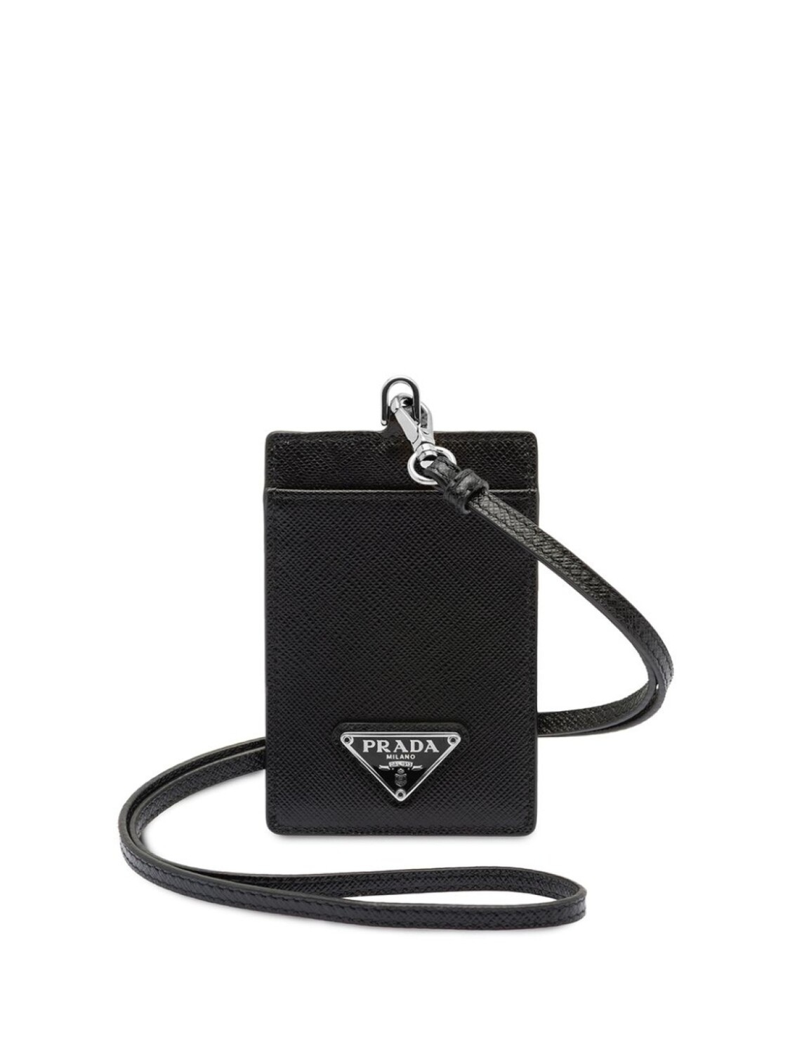 

Prada чехол для бейджа из сафьяновой кожи, черный