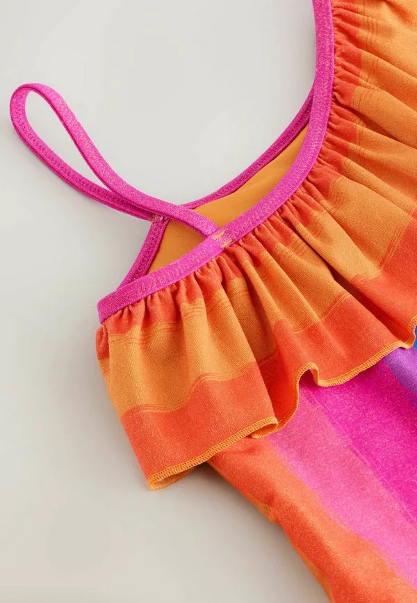 Купальник стандартного кроя с одним открытым плечом Next, Multi Glitter Stripe — фото 3