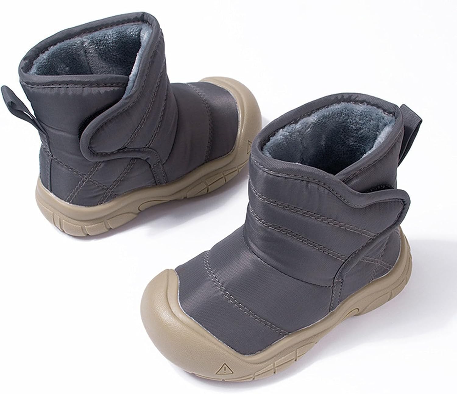 

Детские зимние ботинки для девочек и мальчиков, теплые с плюшевой подкладкой, зимняя обувь с боковой застежкой для дома и улицы, искусственный мех Generic, Grey-B