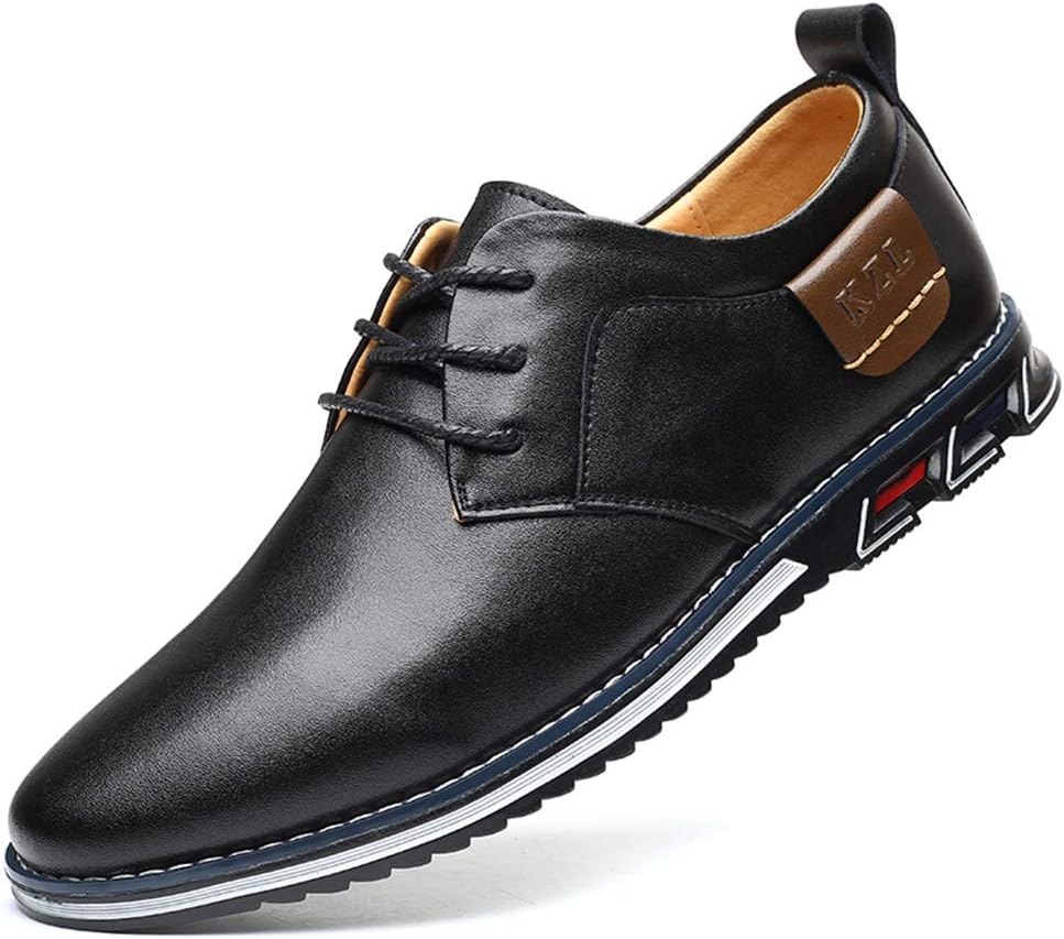 

Мужские повседневные кроссовки Veslexth для вождения, лоферы, дышащие, комфортные, для ходьбы, с крылышками, на шнуровке, роскошные кожаные туфли для бизнес-офиса, работы и повседневной носки, черный