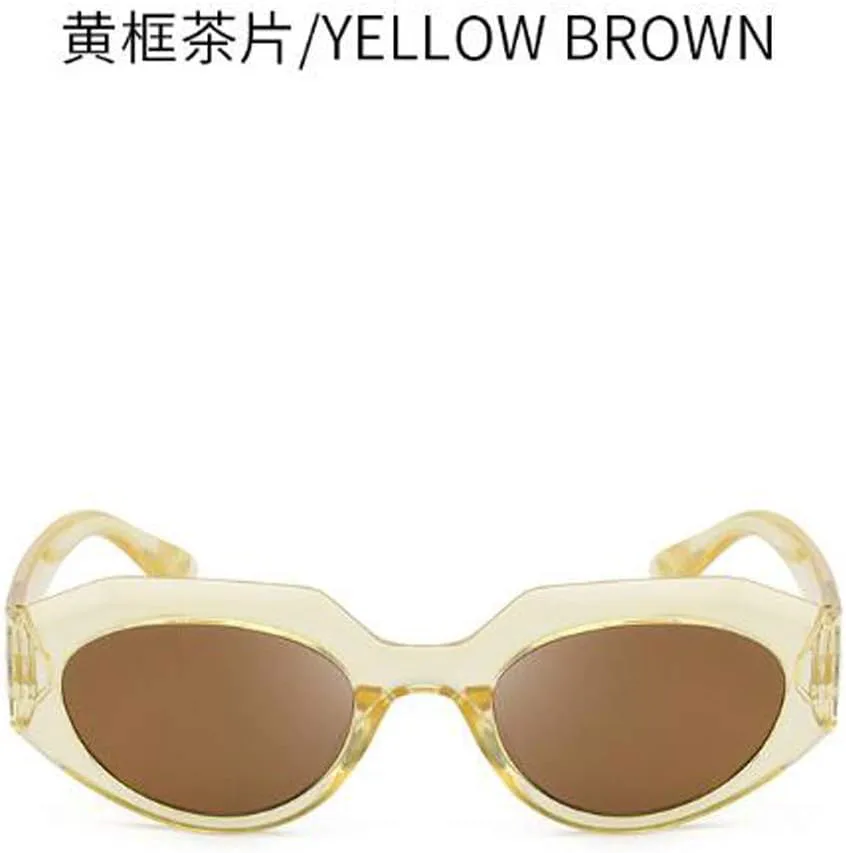 

Мужские и женские солнцезащитные очки в стиле ретро с многоугольными линзами, черные, с защитой от солнца (желтая оправа, цвет "чайные хлопья") Weloveushop, Yellow