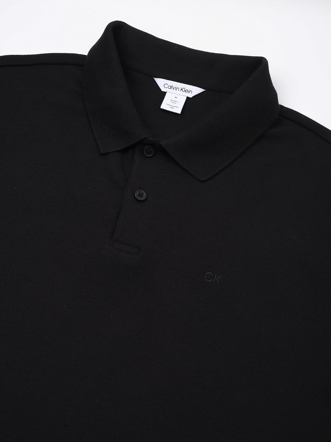 Мужские поло вафельного цвета Calvin Klein, Black — фото 4