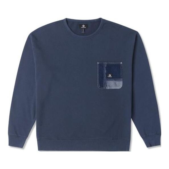 

Свитер denim patchwork crew sweatshirt 'navy' Converse, синий