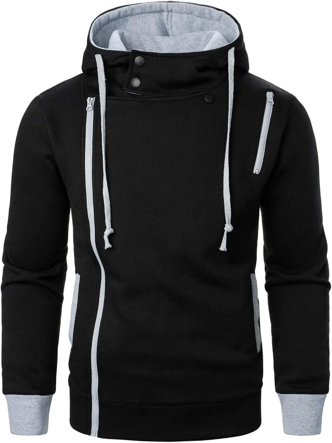 

Мужская худи с асимметричной молнией и воротником-стойкой VgueElegc