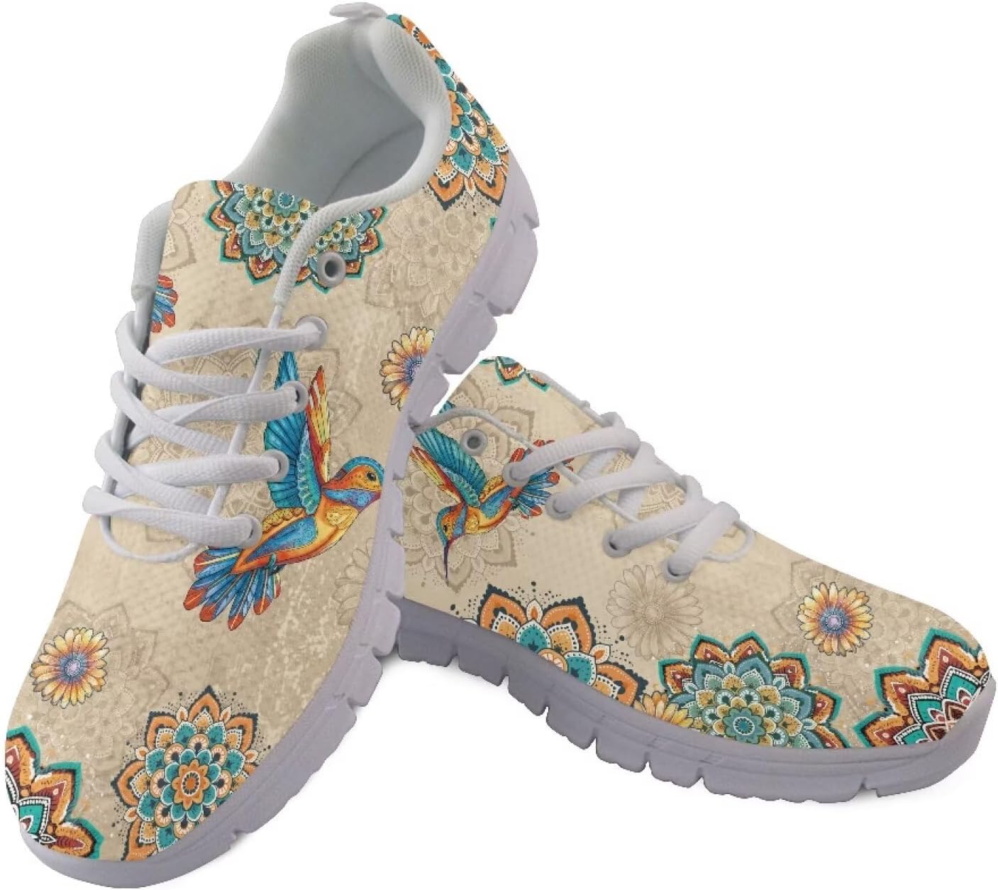 

Кроссовки POLERO с леопардовым принтом для мужчин и женщин, с шнуровкой, легкие, для ходьбы, повседневные, размеры США 5-12, Boho Hummingbird