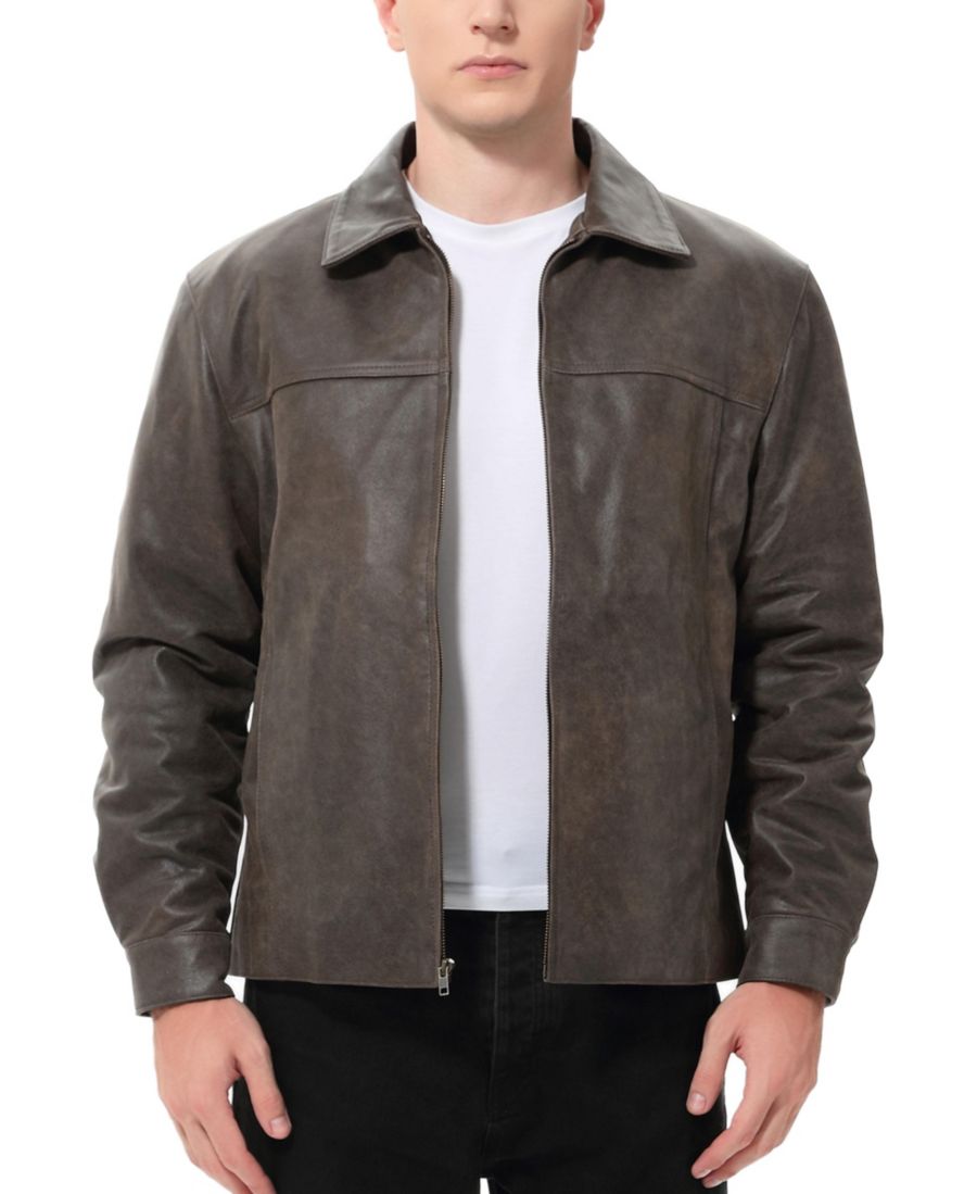 

Мужская кожаная куртка David с эффектом потертости - высокая BGSD, Distressed brown