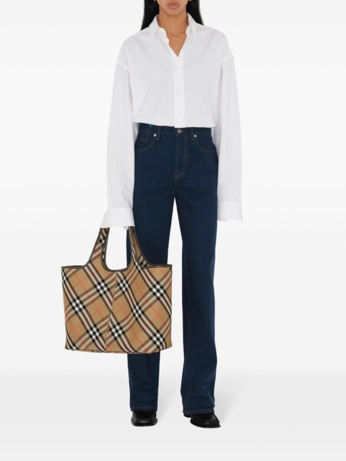 Сумка-тоут Burberry Vintage Check среднего размера, нейтральный цвет — фото 2