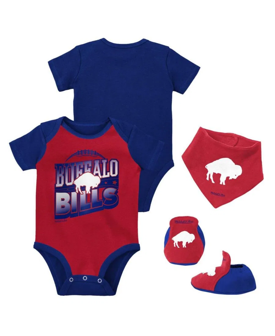 Детский боди и пинетки в красно-королевском стиле с символикой команды Buffalo Bills (Bowback Big Score) для мальчиков и девочек Mitchell & Ness