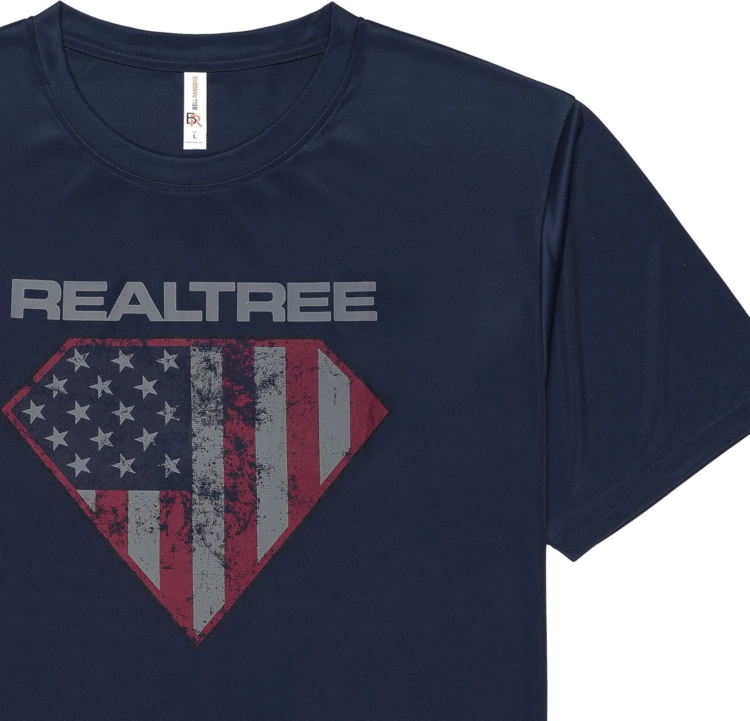 Bell Rangers Футболка с длинными рукавами и графическим принтом Realtree USA Flag, унисекс, с круглым вырезом, камуфляжная, 100% полиэстер, патриотическая одежда для активного отдыха — фото 4