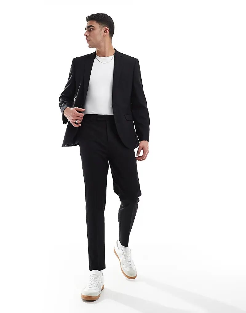 

Зауженные брюки ASOS DESIGN из черного твила