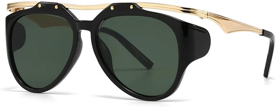 

Модные солнцезащитные очки с двойной перемычкой для женщин, градиентные оттенки, защита от УФ-излучения UV400, модные и уникальные солнцезащитные очки для мужчин FYTUP, Black Dark Green