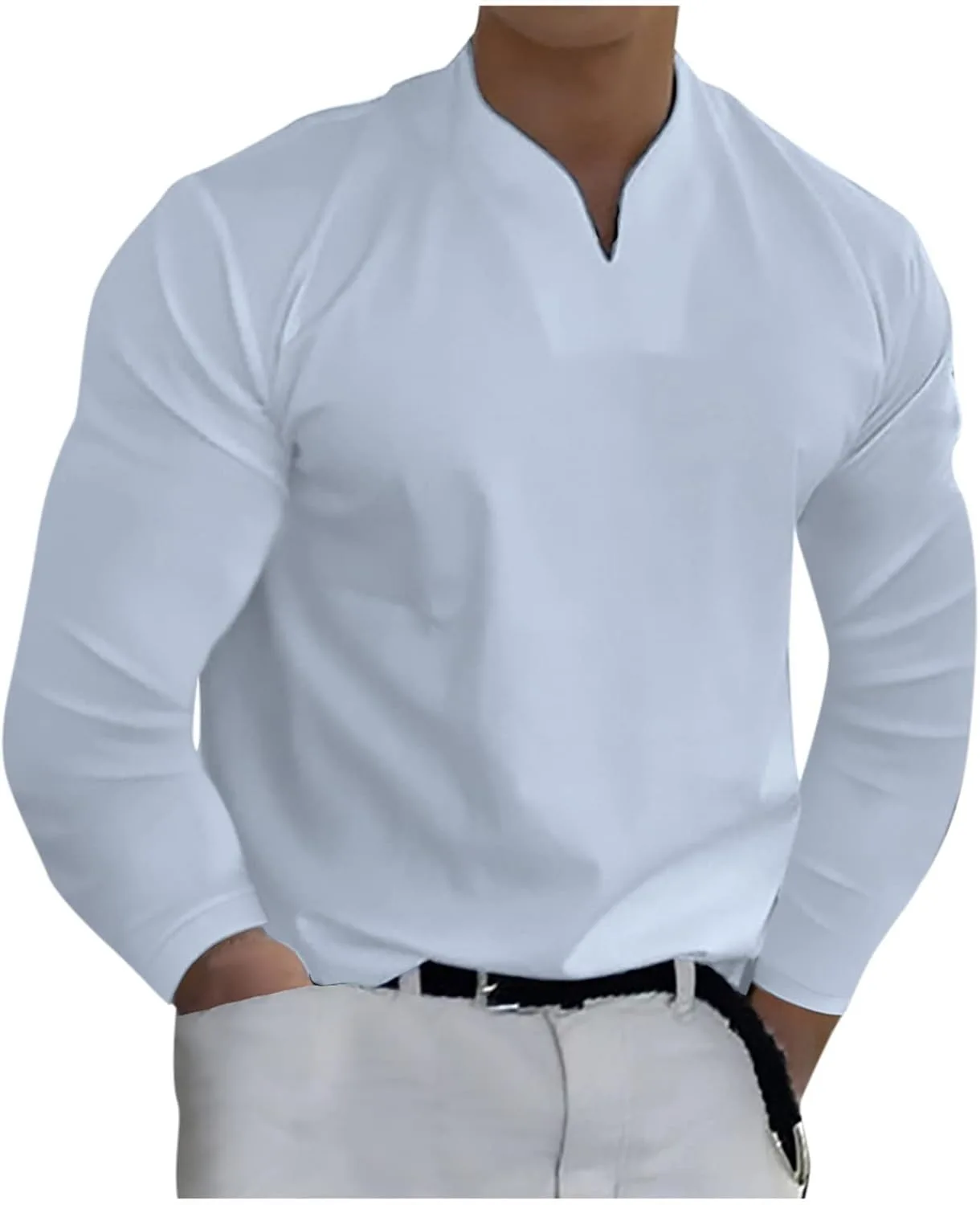 

Muscularfit черная футболка для мужчин V-образный вырез длинный рукав