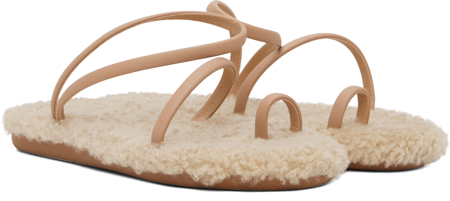 Бежевые сандалии Eleftheria Ancient Greek Sandals, Natural/Natural sheepskin — фото 4