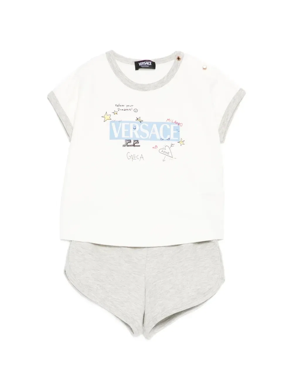 Комбинезон с графичным принтом Versace Kids, белый