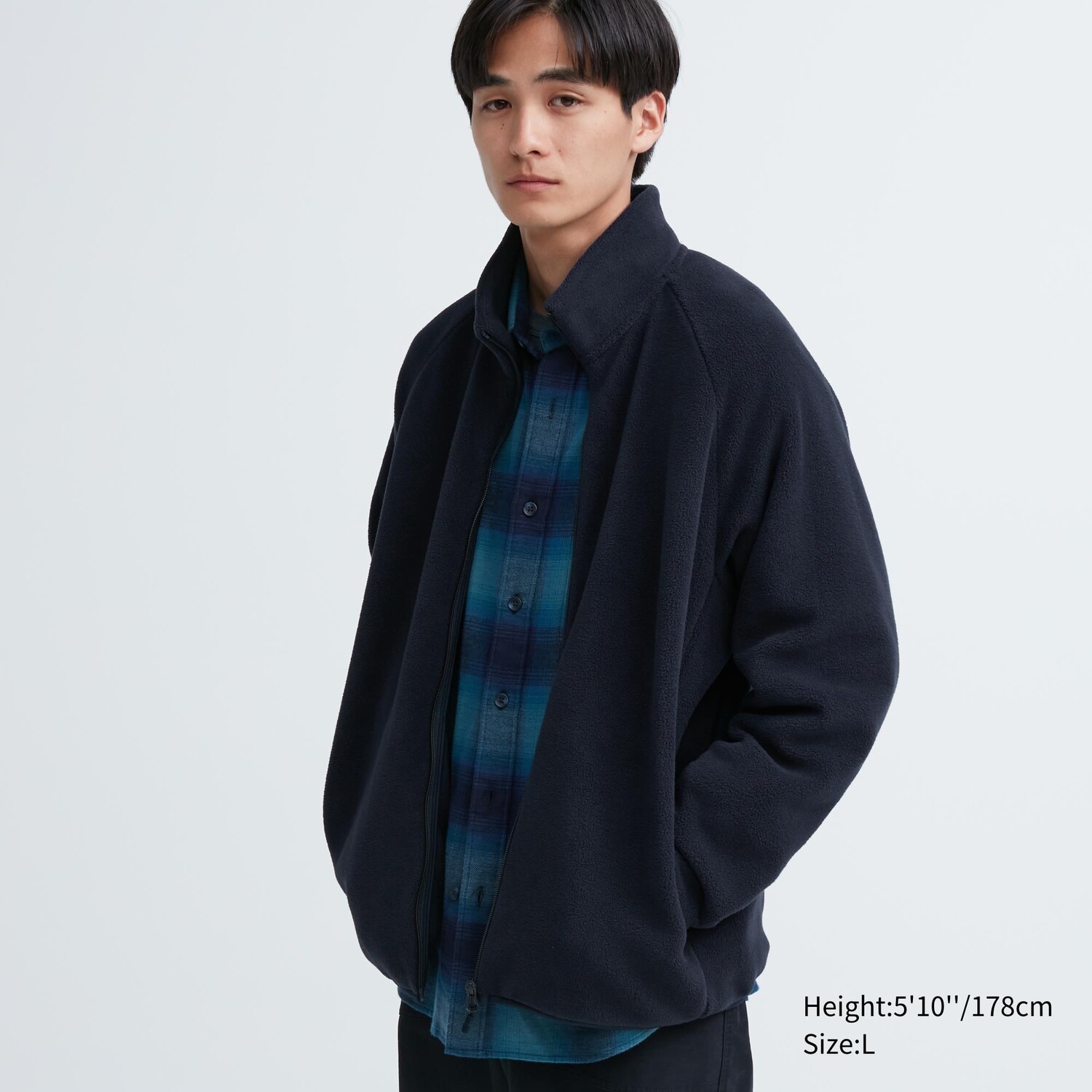 Флисовая толстовка на молнии Zipped Uniqlo, темно-синий