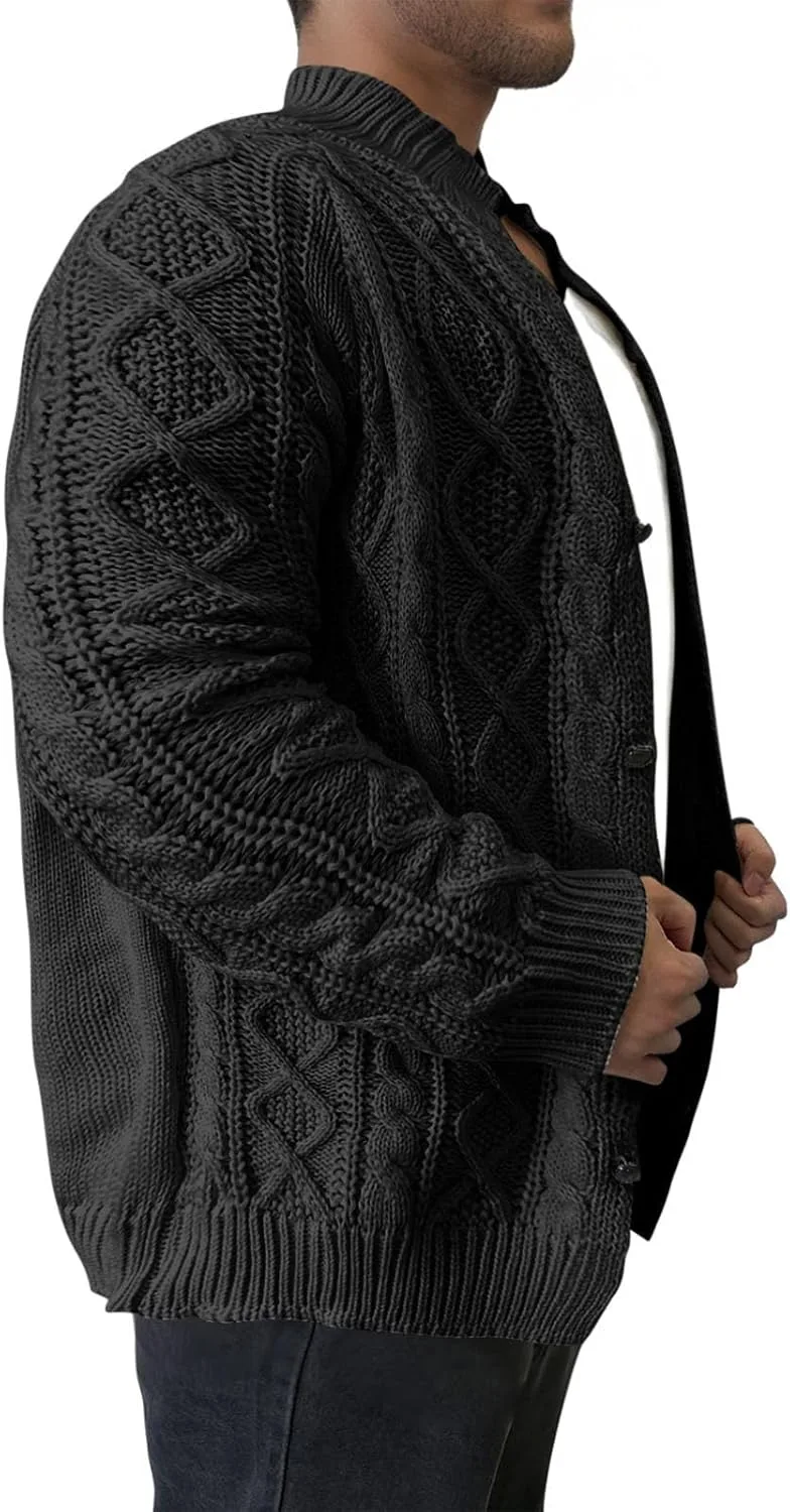 

Мужской кардиган Uillui, вязаный кабелем, с отложным воротником, свободного кроя